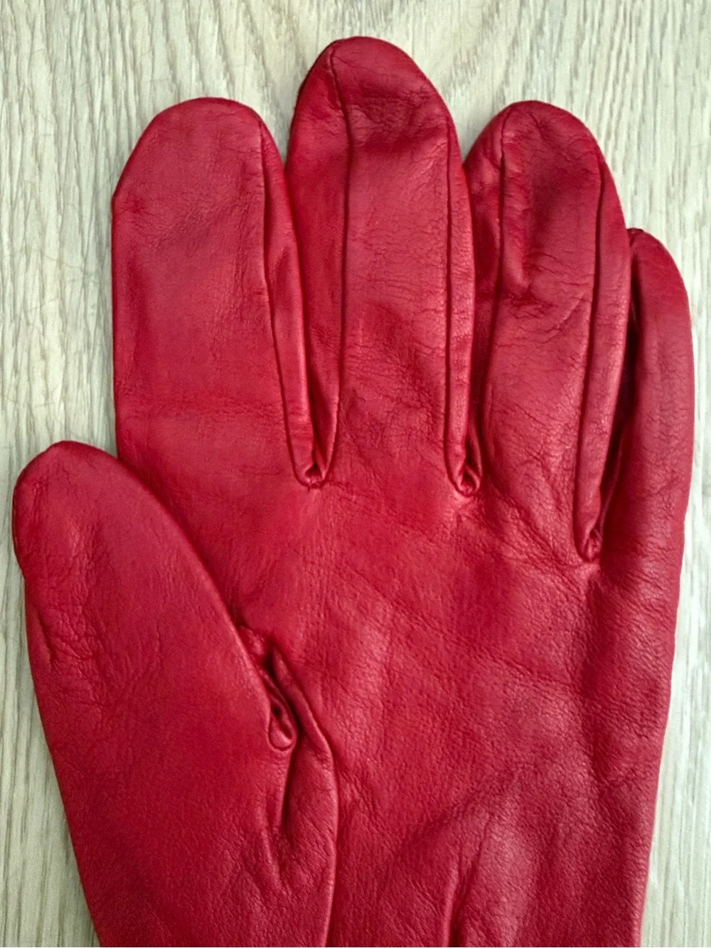 Red Leather Gloves Vintage 1980s Grandoe Women’s L Winter Minimalist Statement